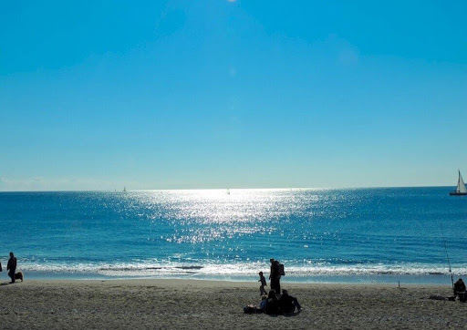strand Albissola Marina, bloemenriviera, Italië